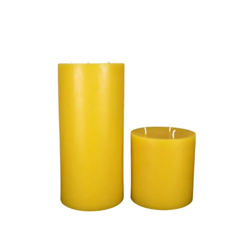 3 Wick Pure Natural Beeswax Pillar Candle Yellow 5x9 Inches Made with Natural Sweet Honey Scented Beeswax Home Decor