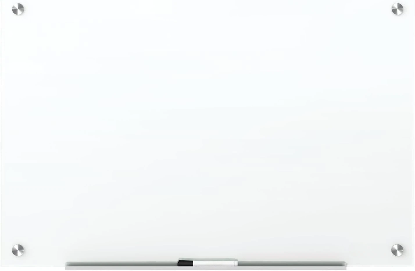 Magnetic Glass Dry Erase White Board, 48''W x 48''H Whiteboard, Frameless, Brilliance White High Contrast White Glass