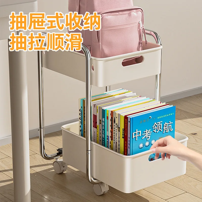 Office Trolley Under Desk Storage Rack With Wheels Movable File Sorting Station Student Classroom, Backpack Storage Rack