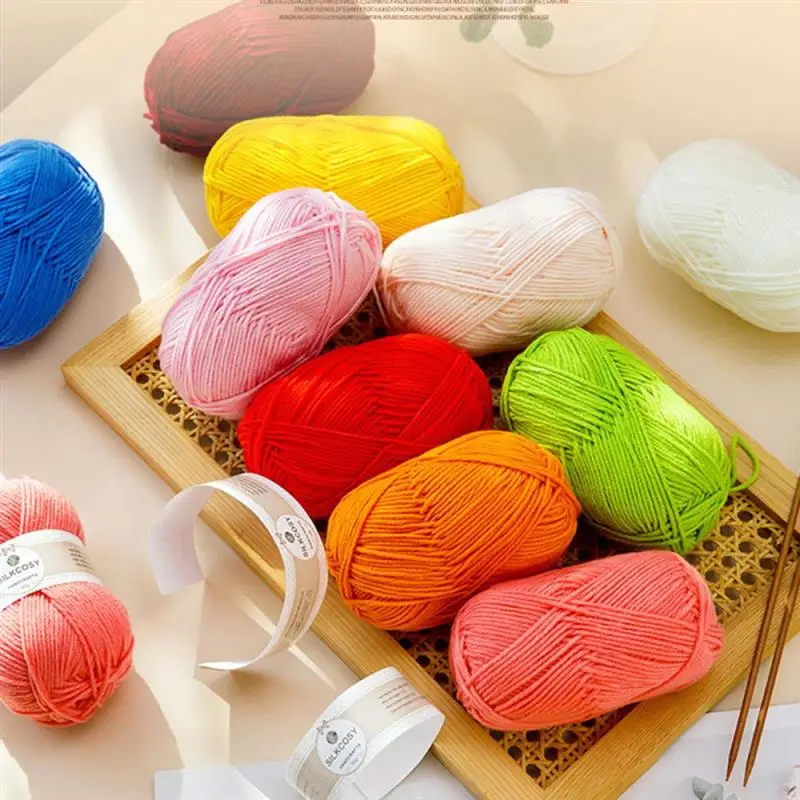 50g/Roll Milk Cotton Knitting 4ply Yarn Threads for Knitting Crochet Yarn Needlework Yarn for Hand Knitting Crochet Sweaters