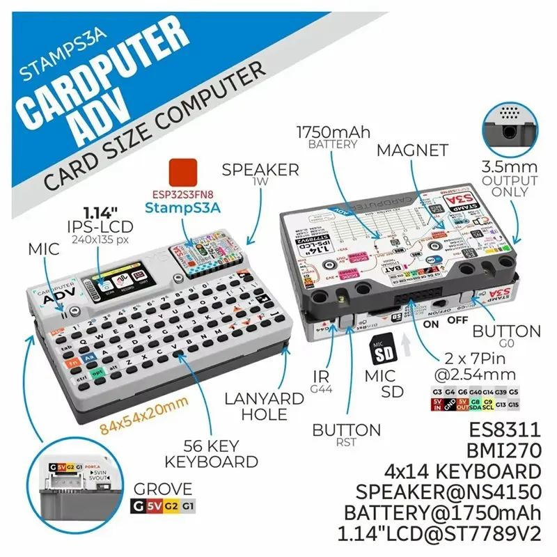 CJSD-M5 Stamp S3A ESP32 Cardputer Adv Version Portable Computer Development Kit 1.14