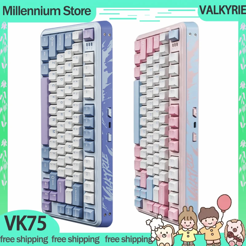 

VALKYRIE VK75 Mechanical Gamer Keyboard 3Mode 2.4G Wireless Bluetooth Keyboard RGB Gasket PBT Customized Gaming Keyboard Gifts