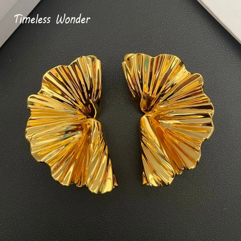 Timeless Wonder Fancy Geo Folded Stud Earrings for Women Designer Jewelry Runway Goth Rare Gift Top Statement Trendy 5152