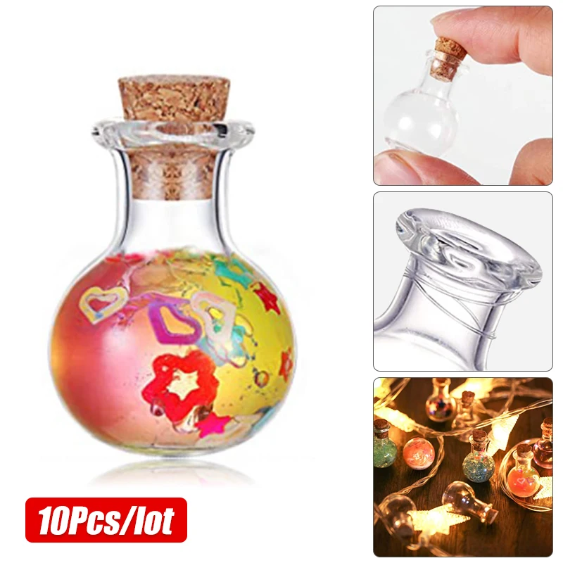 10Pc/Set Glass Bottles Miniature Potion Bottle Mini Cork Glass Vials Wedding DIY Mini Drift Bottle Wishing Bottle Perfume Bottle