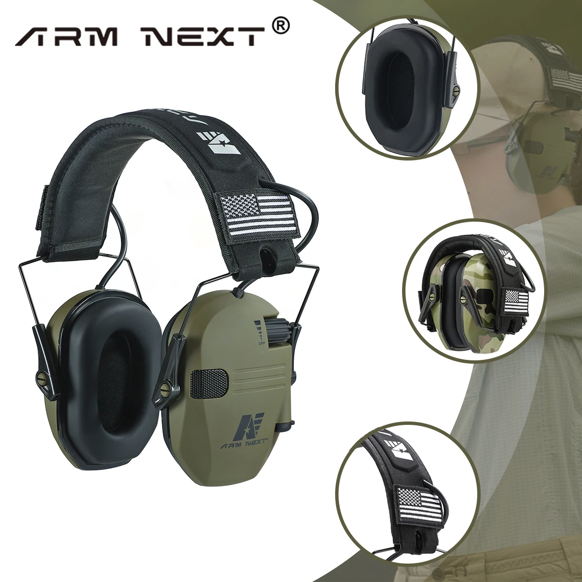 

ARM NEXT D20 Tactical Electronic Shooting Earmuffs Hunting Hearing Protective Headset for Ear protecter for Gun Range Foldable