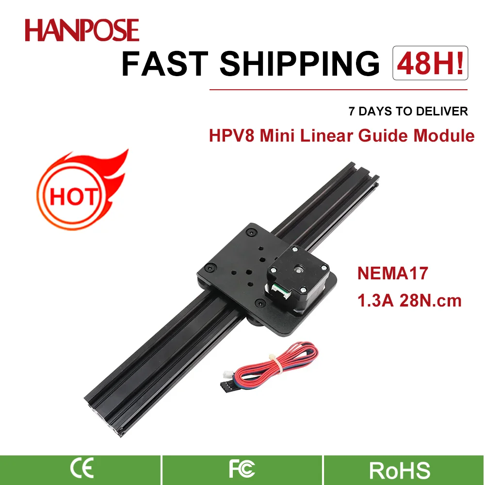 HPV8 Openbuilds Mini Solid V Slot 100-500MM Belt Linear module Pinion Linear Actuator 17HS3401 28N.CM 1.3A NEMA17 stepper motor