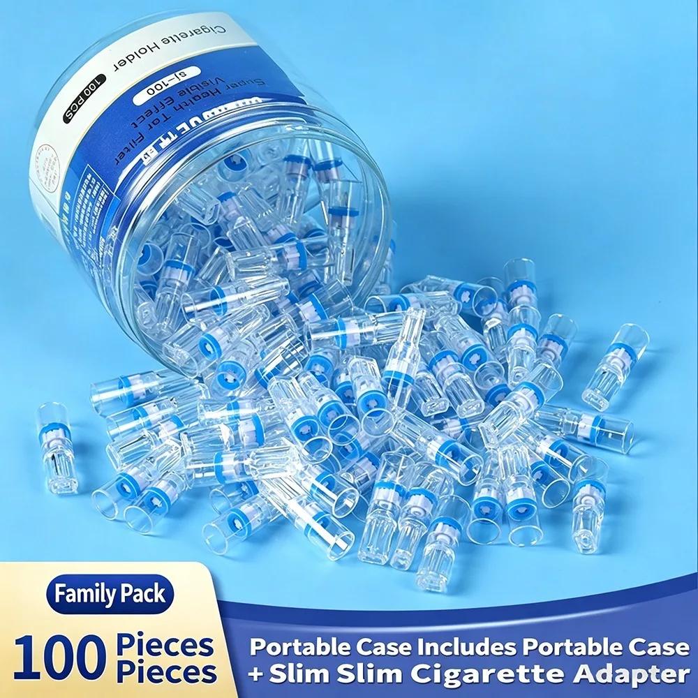 100Pcs Disposable Cigarette Filter Tips Tar Removal Cigarette Holder Mouthpiece for Regular Cigarettes Men Gift