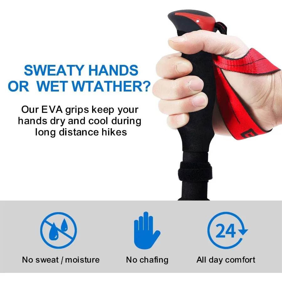 أقطاب المشي لمسافات طويلة للرحلات قابلة للطي من BISINNA - عبوتان من أعواد المشي المصنوعة من الألومنيوم القابلة للطي مع نظام قفل سريع ملحقات 4 فصول Te #4