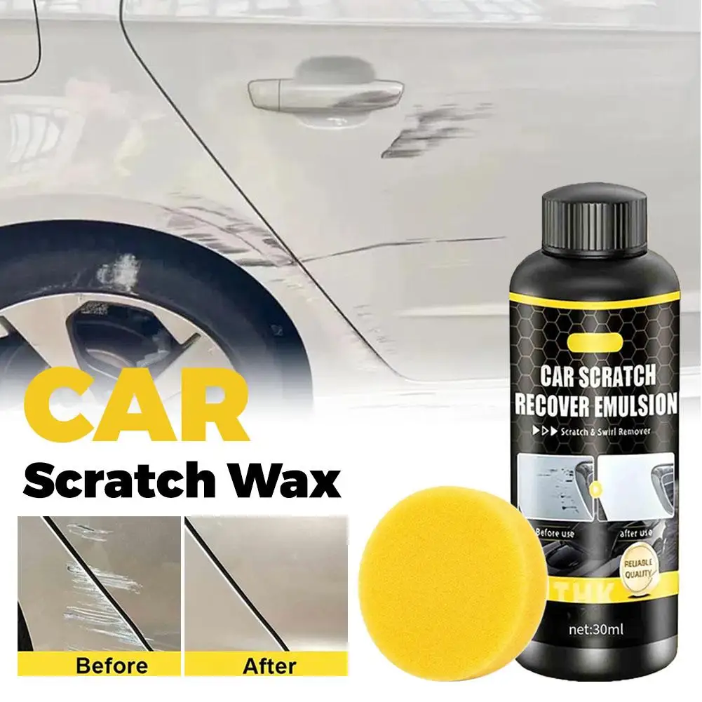 30/100ml Car Scratch Repair Emulsion Polishing Wax Swirl Marks Remover Paint Scratch Recover Cream With Sponge Auto Paint Care