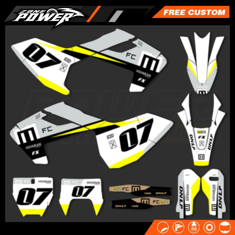 Powerzone Motorcycle Graphics Background Decal Stickers Kits for Husqvarna TC FC TX FX FS 2016 2017 2018 TE FE 2017 2018 2019