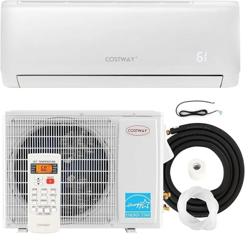 12,000 BTU Mini Split Air Conditioner, with Heat Pump, Energy Star, 21 SEER2 Inverter, 24H Timer, Auto Clean