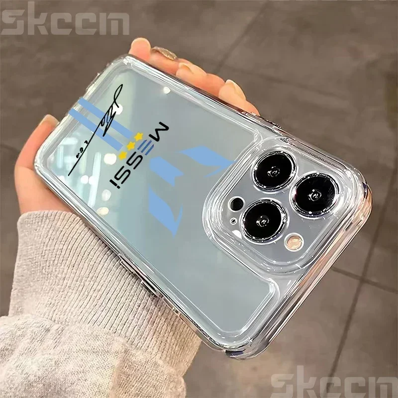 MESSi-funda de teléfono transparente de fútbol para iPhone 15, 16, 14, 13, 12, 11 Pro Max Mini X XS XR 7, 8, 15 Plus, funda suave a prueba de golpes