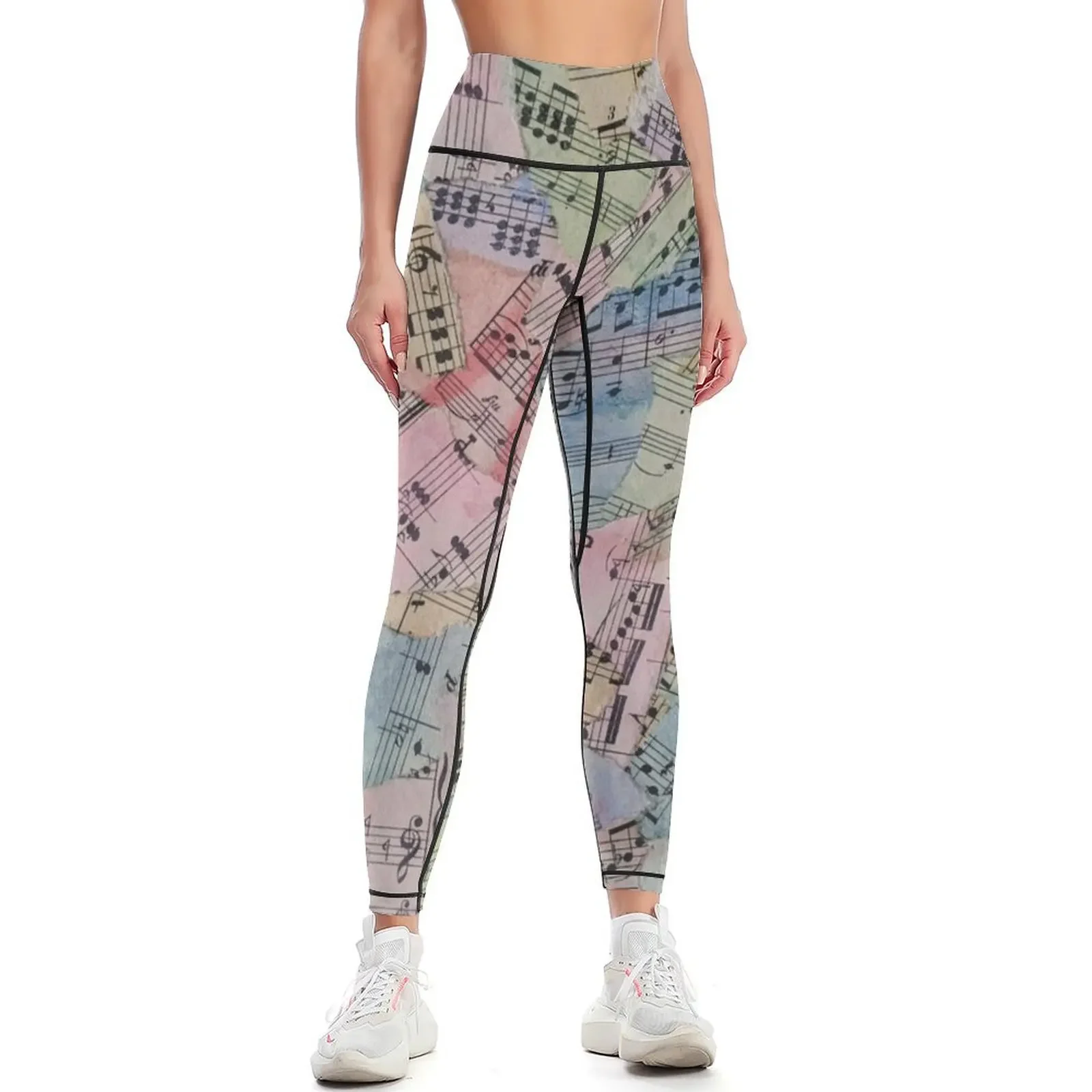 

Colorful Sheet Music Leggings fitness set gym gym's sportswear sports shirts gym push up legging Womens Leggings