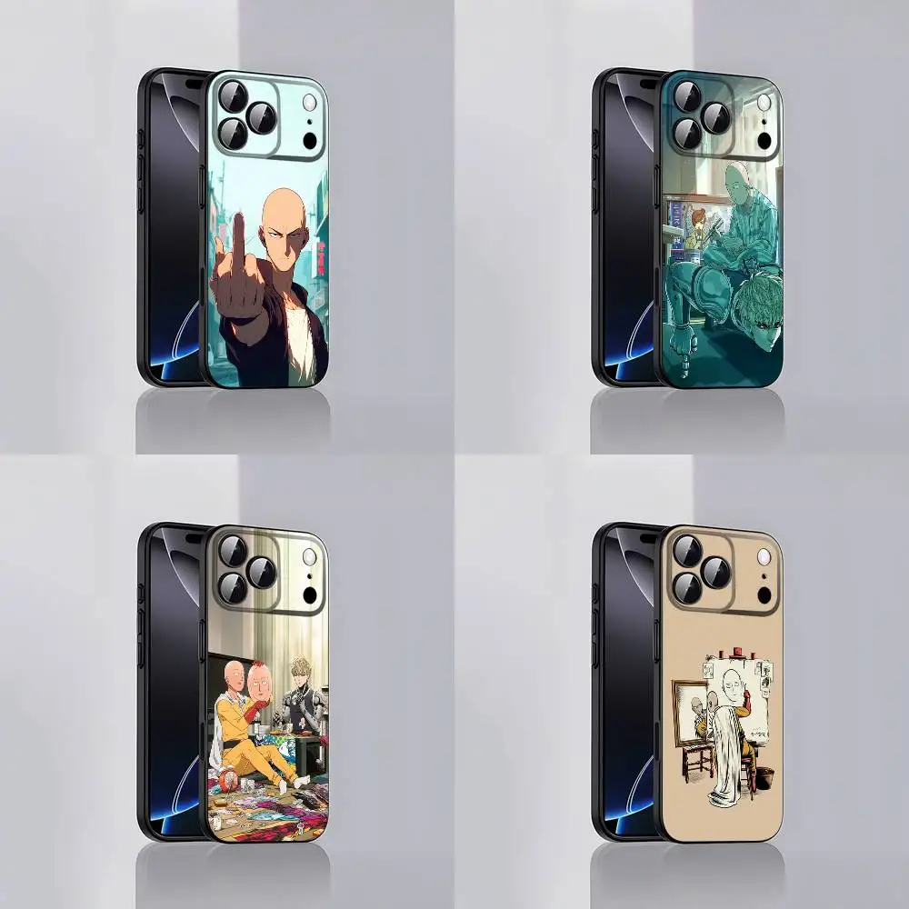

One P-Punch Man Saitama Phone Case For iPhone 17,16,15,14,13,12,Pro,Max,Plus,E,SE4,Air,Mini Black Soft Cover