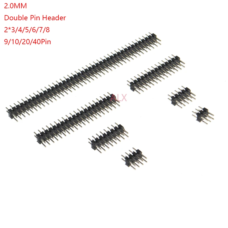 10PCS 2.0MM dip 2*2/3/4/5/6/7/8/9/10/12/16/20/40/ PIN double row PIN HEADER MALE Strip Connector 2X/6/8/10/20