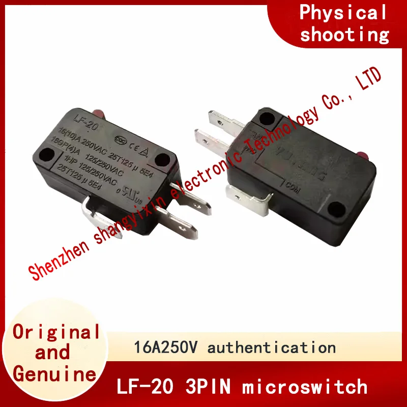 Original LF-20 large micro switch 16A250V Limit travel switch handless 3 pin red button silver plated contact