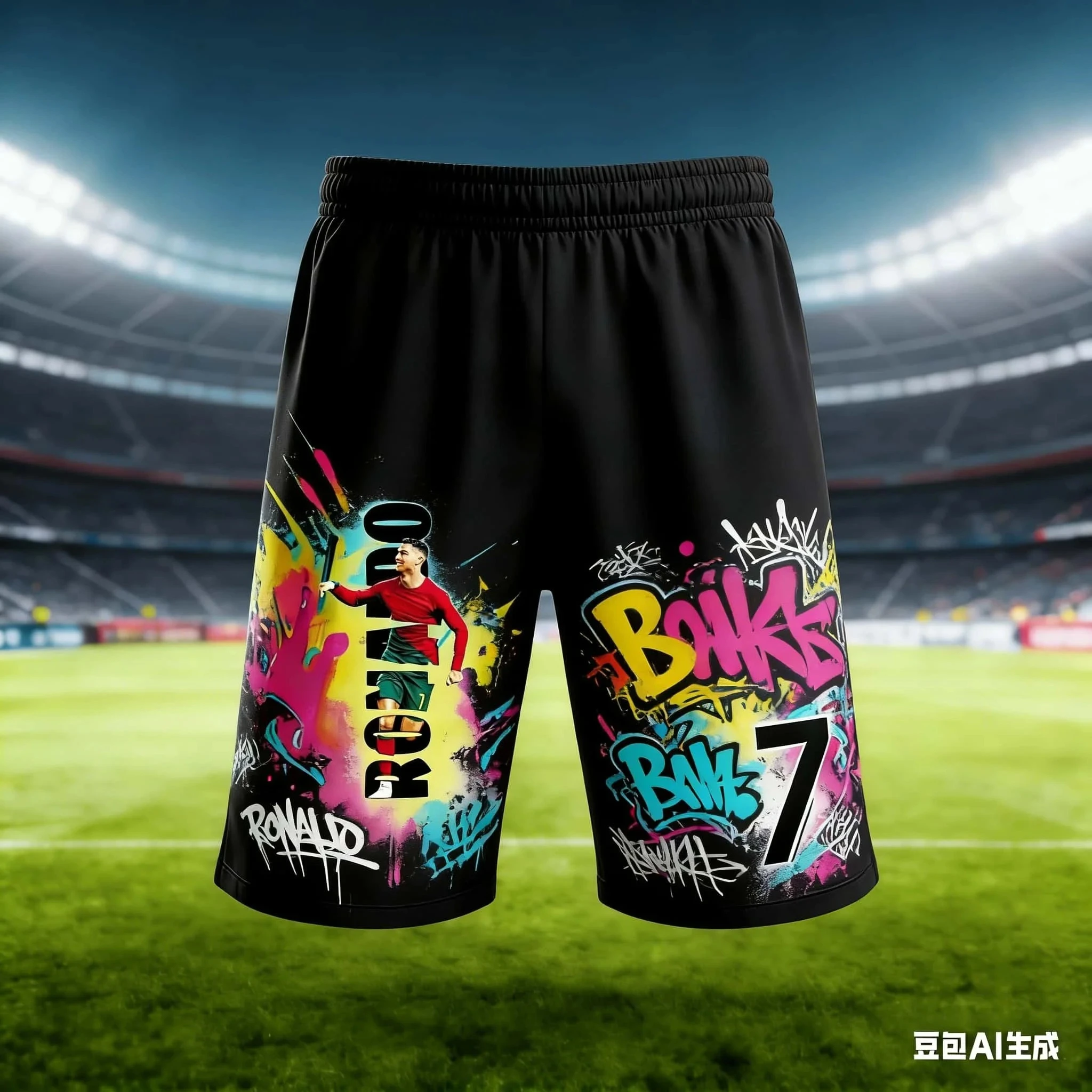 2026 Summer Fashion New AI Ronaldo No.7 3D Fitness Training Competition Quick Drying Sportswear Summer Men's Shorts Large