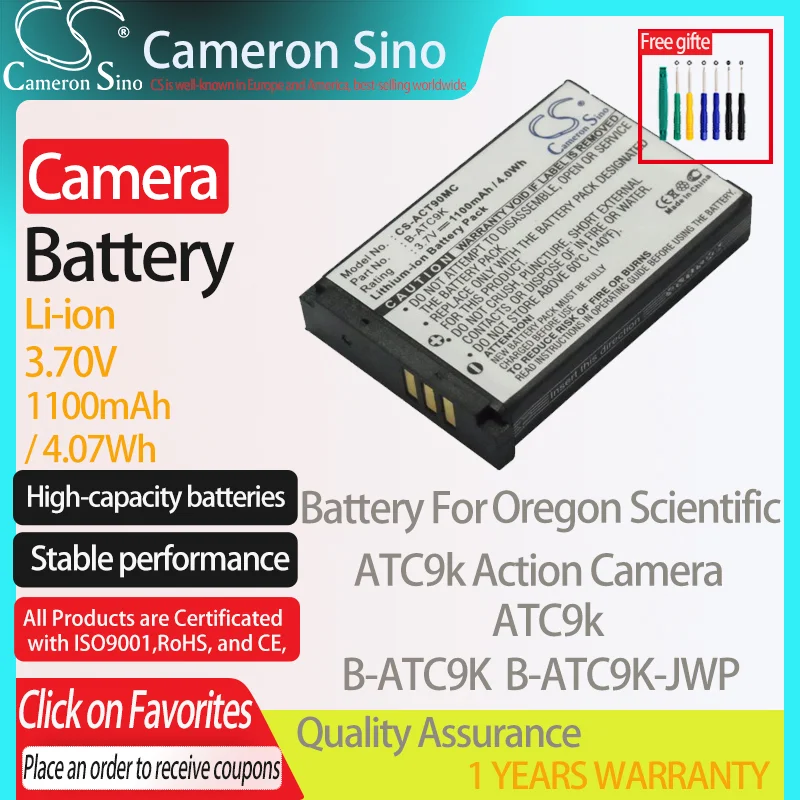 CameronSino Pin Cho Oregon Khoa Học ATC9k Camera Hành Động ATC9k Phù Hợp Với Oregon Khoa Học B-ATC9K Kỹ Thuật Số Pin Máy Ảnh