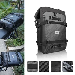 Black Motor Pannier Bag 10/20/30L Multifunctional Waterproof Rear Rack Trunk Motorcycle Seat Bag Riding Backpack Universal