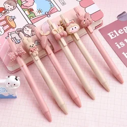 Stylo à bille mignon rose Kawaii, apprendre la papeterie, stylos de pression de test, fournitures scolaires, accessoires de bureau