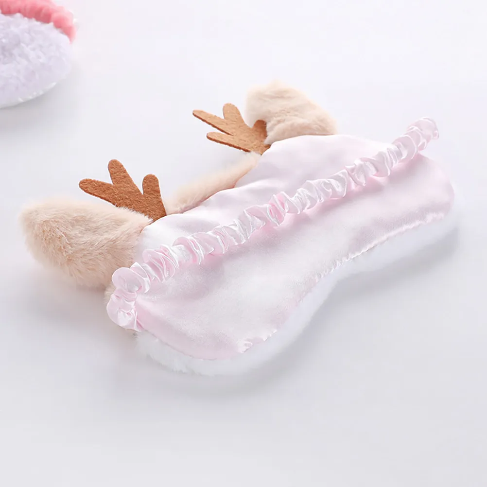 1Pcs Comfortable Sleep Blindfold Cartoon Elk Pattern Soft Adjustable Eye Shade for Travel Home Office Meeting Light Blocking