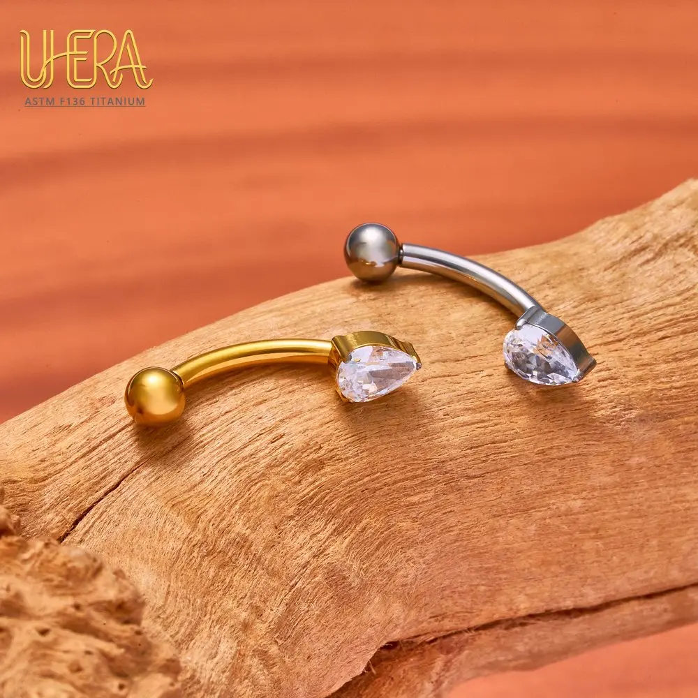 ASTM F136 Titanium Eyebrow Piercing Ring Internally Threaded 16G CZ Curved Barbell Dangle Pendant Body Piercing Jewelry
