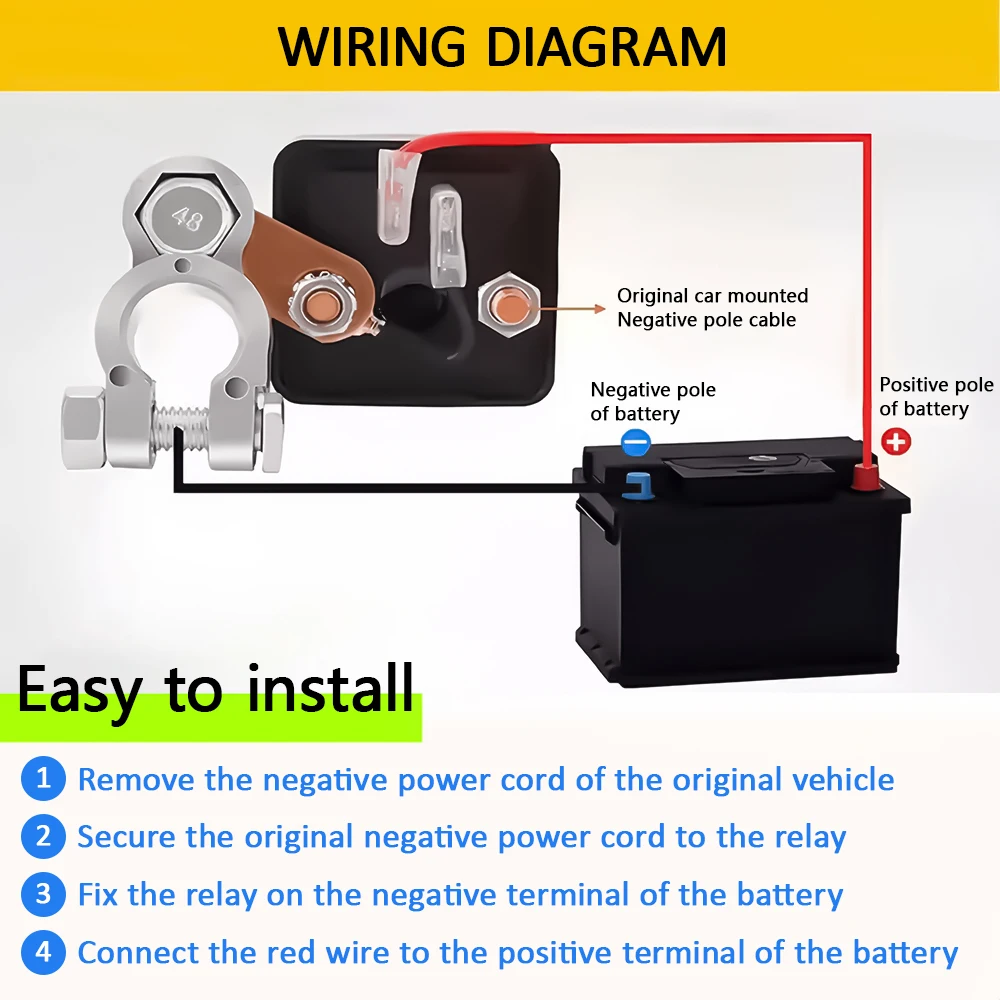 Batterieschalter-Relais, 12 V, ferngesteuert, Autosteuerung, Batterietrennschalter, Trennschaltung, Isolator, Diebstahlschutz, mit Dual-Fernbedienungsschalter-Relais – Detail 3
