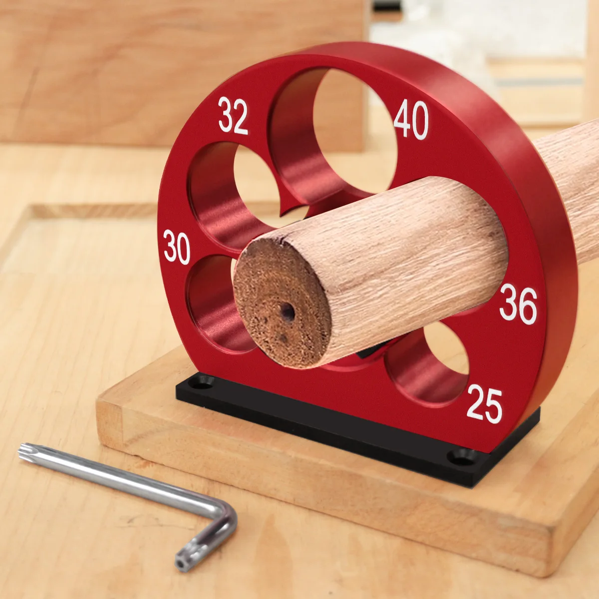 5-Holes 25-40mm Adjustable Dowel Maker Jig Dowel Cutter, Electric Drill Milling Dowel Cutter Round Rod Auxiliary Tool Wooden Rod