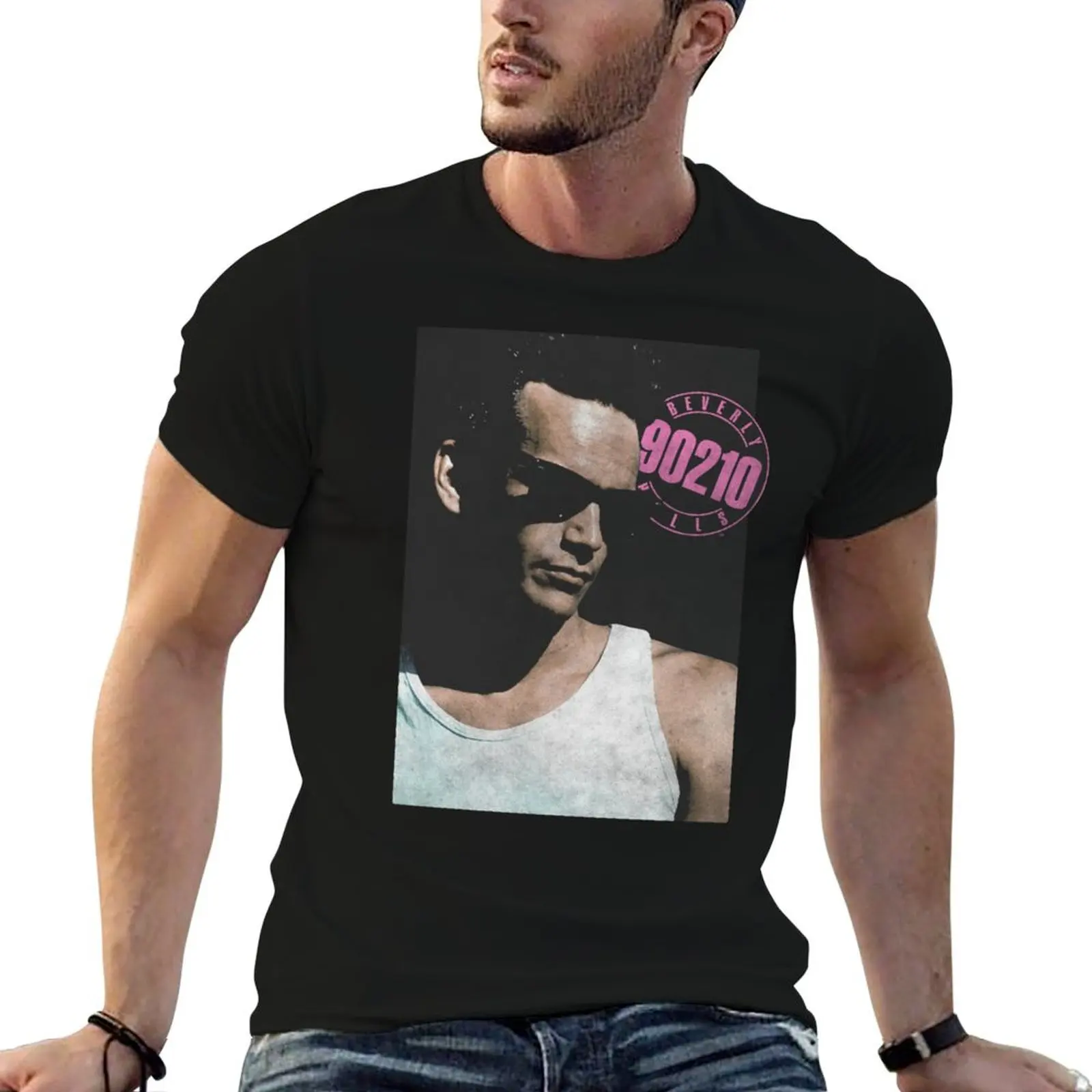 Beverly Hills, 90210 Dylan McKay Distressed Heartthrob Portrait T-Shirt vintage anime shirt oversized t shirts for men