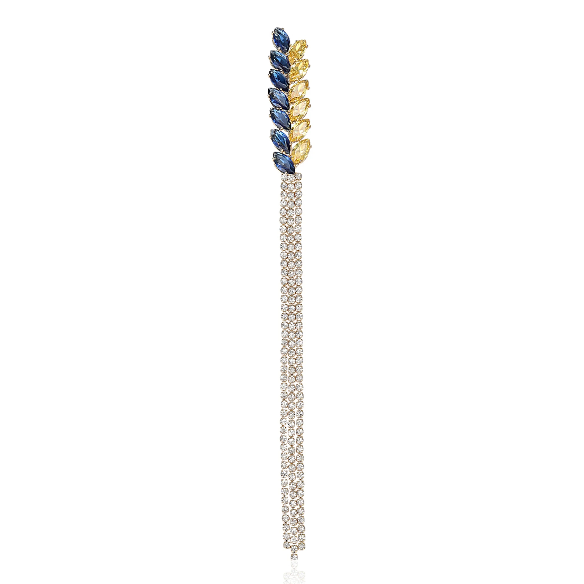 Classic Rhinestone Tassel Ear of Wheat Brooches for Women Unisex Plant Pins Banquet Party Backpack Gifts Jewelry Accessories