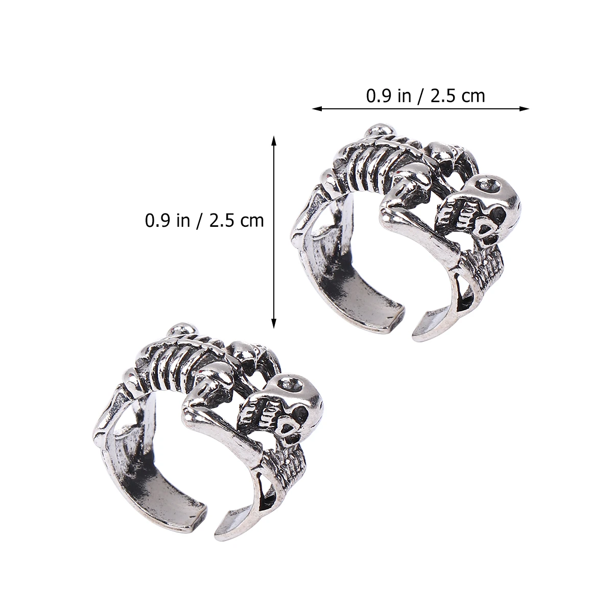 

4 Pcs Skull Punk Style Halloween Party Creative Retro Accessories Scary Alloy Finger Ghost