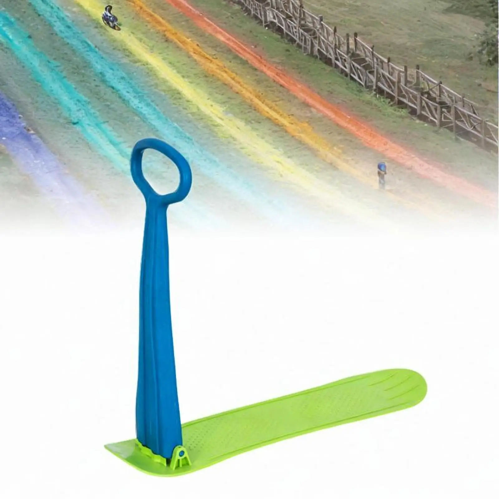 Foldable Snow Sled Board Compact Winter Fun Ski Skate Snowboard with Handlebar Outdoor Sports for Kids Children Teenagers