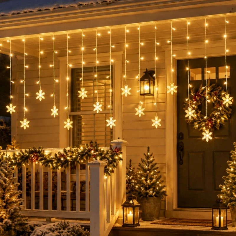 LED Curtain Lights Small Colored Lights Room Decoration Starry Sky Bedroom Christmas Atmosphere Snowflake and Ice Bar Lights