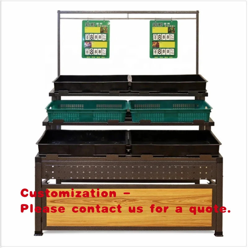 custom.Boutique Wooden Supermarket Shelves Widely Used in Customizable Fruit and Vegetable Display Rack
