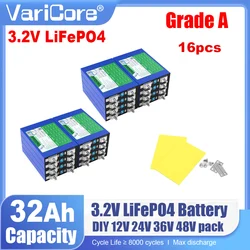 16pcs 3.2V 32Ah LiFePO4 Battery Pack phosphate 3C discharge for 12V 24v Golf Cart Motorcycle Car Motor Batteries Modification
