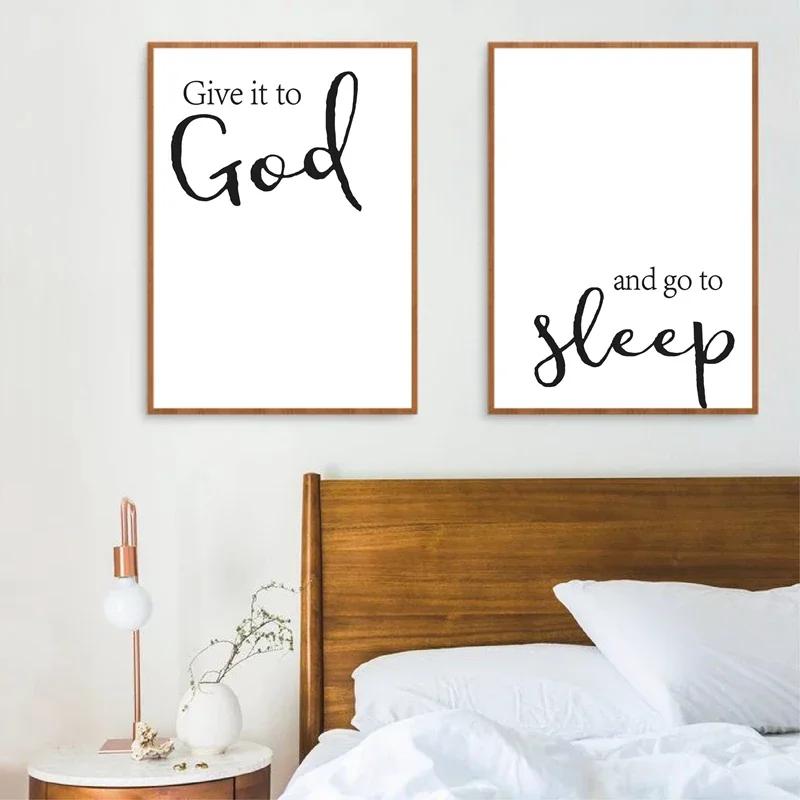 God Bible Verse Quote Prints Print Christian Wall Art Canvas Painting Black White Wall Pictures Scripture Poster Bedroom Deco