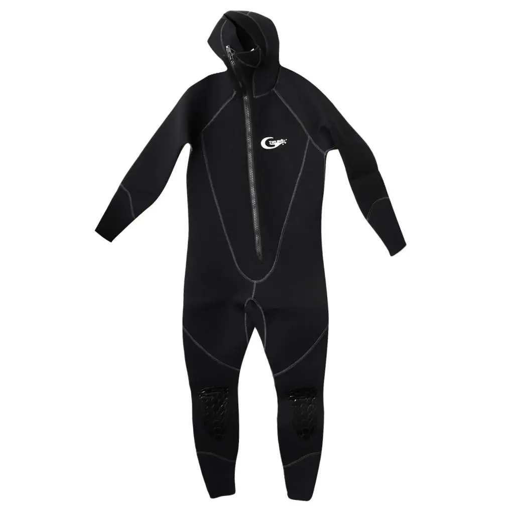 Hooded Wetsuit Men 5mm Neoprene Full Body Swimwear Diving Suit for Spearfishing and Winter Swimming