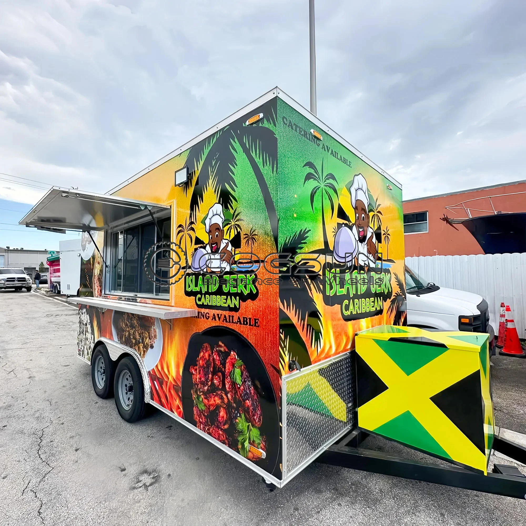 COGSUN Hot Sale Food Truck Stainless Steel Mobile Kitchen Burger Fries Taco Ice Cream for High Traffic Locations Operators