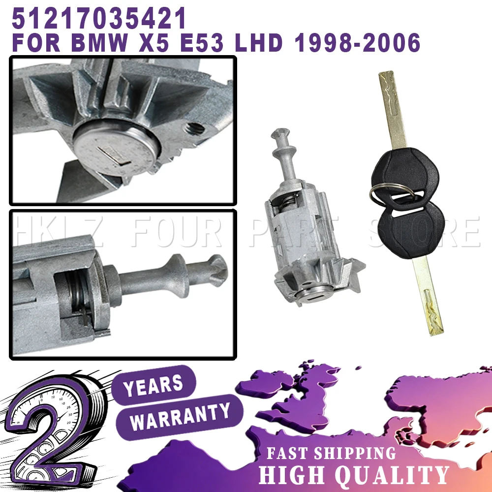 New Easy Installation car accessories For BMW X5 E53 1998-2006 Left Driver Side Door Lock Barrel Cylinder With 2 Keys Zinc Alloy