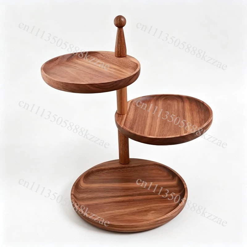 Eco-Friendly Polished Solid Wood 3-Tier Round Cake Stand Multi-Purpose Donut Dessert Buffet Display Tray