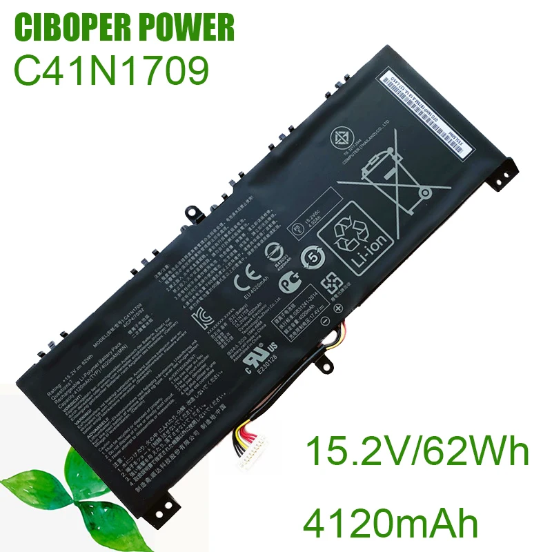 CP Laptop Battery C41N1709 0B200-02730000 0B200-02730300 15.2V/4120mAh /62Wh For ROG Strix SCAR Edition GL503VS Series Notebook