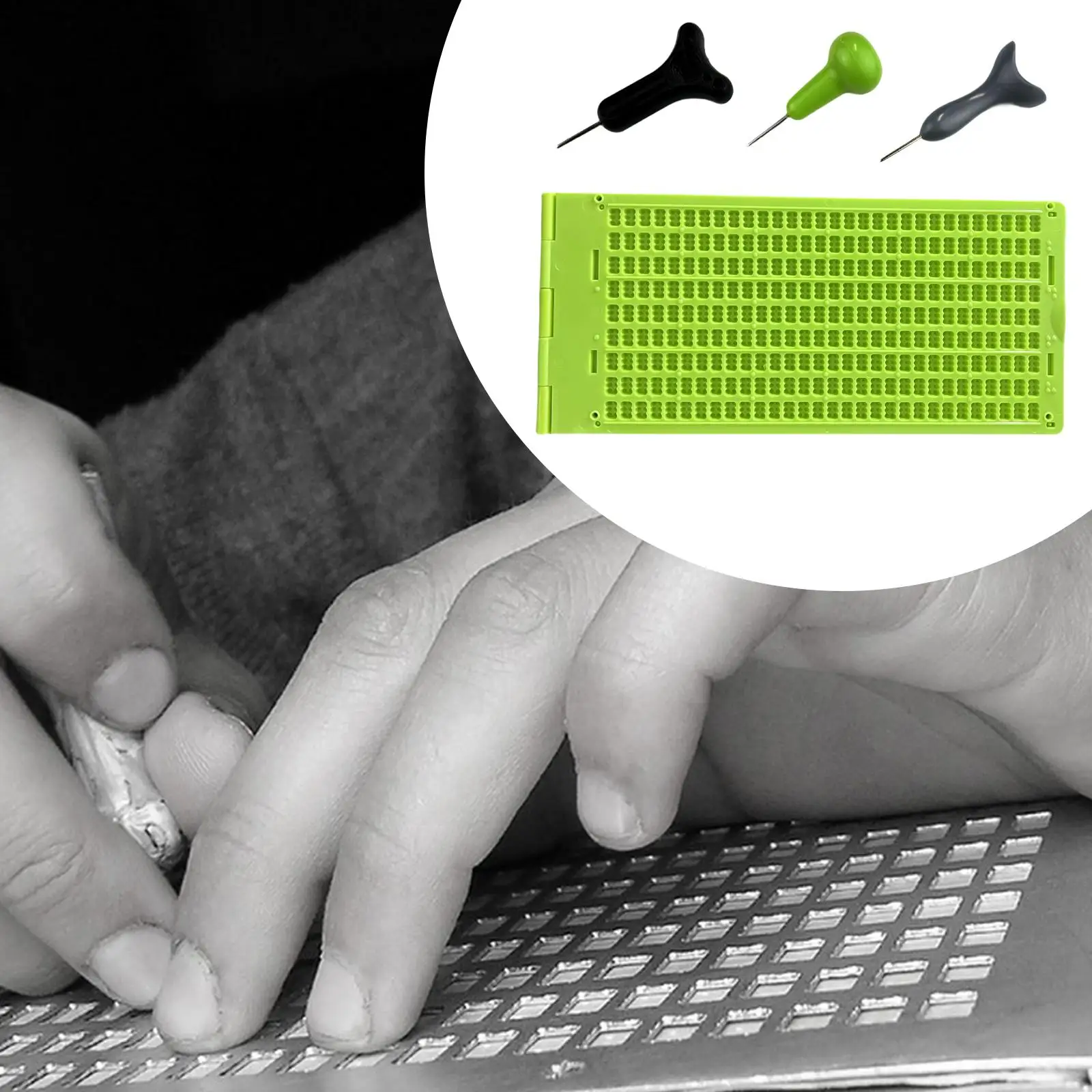 

Braille Writing Slate for Beginners with 3 Stylus Portable Gifts Fingerboard Learning Supplies Braille Slate and Stylus Kit