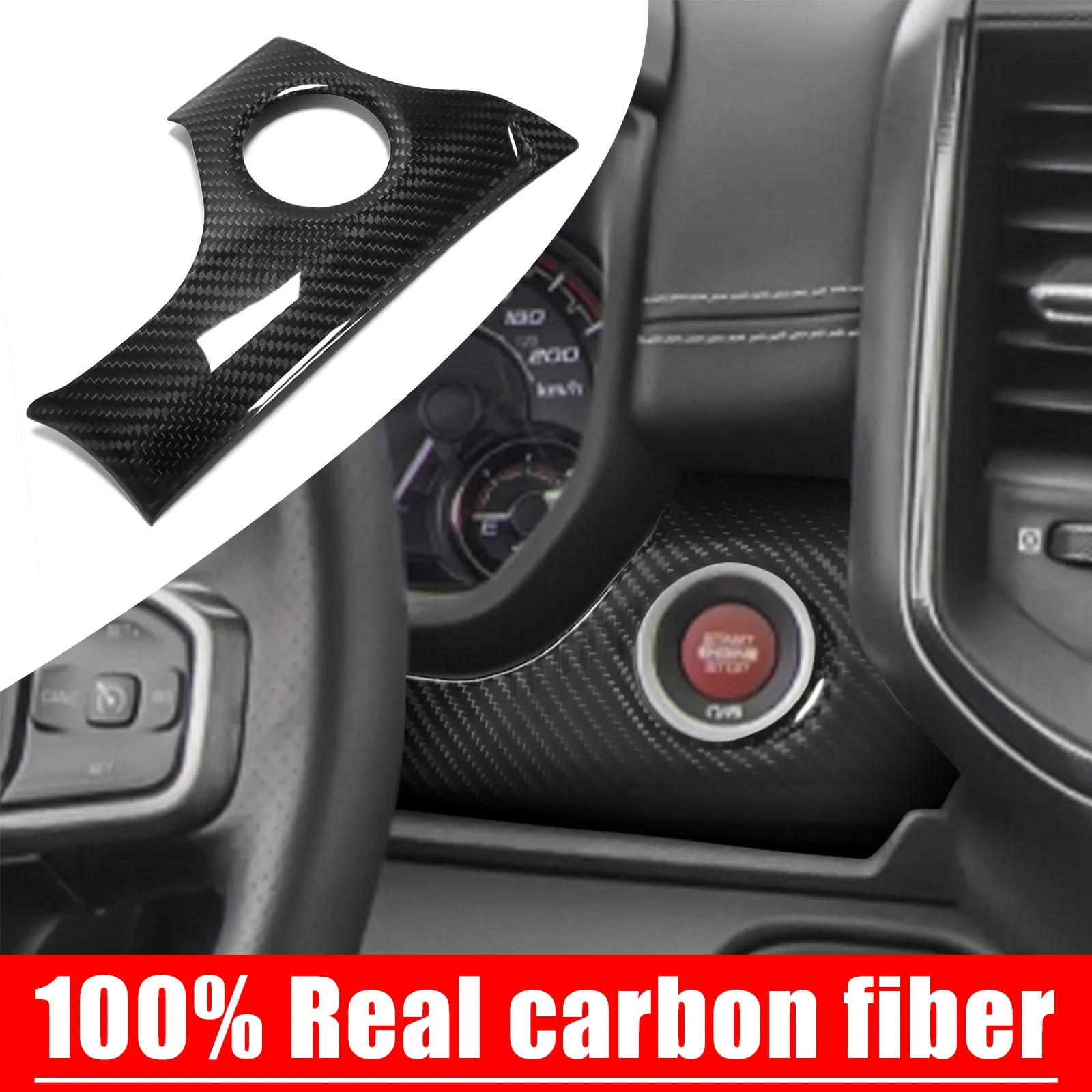 For Dodge Ram 1500 TRX 2019-2025 Carbon Fiber Engine Start Push Button Frame