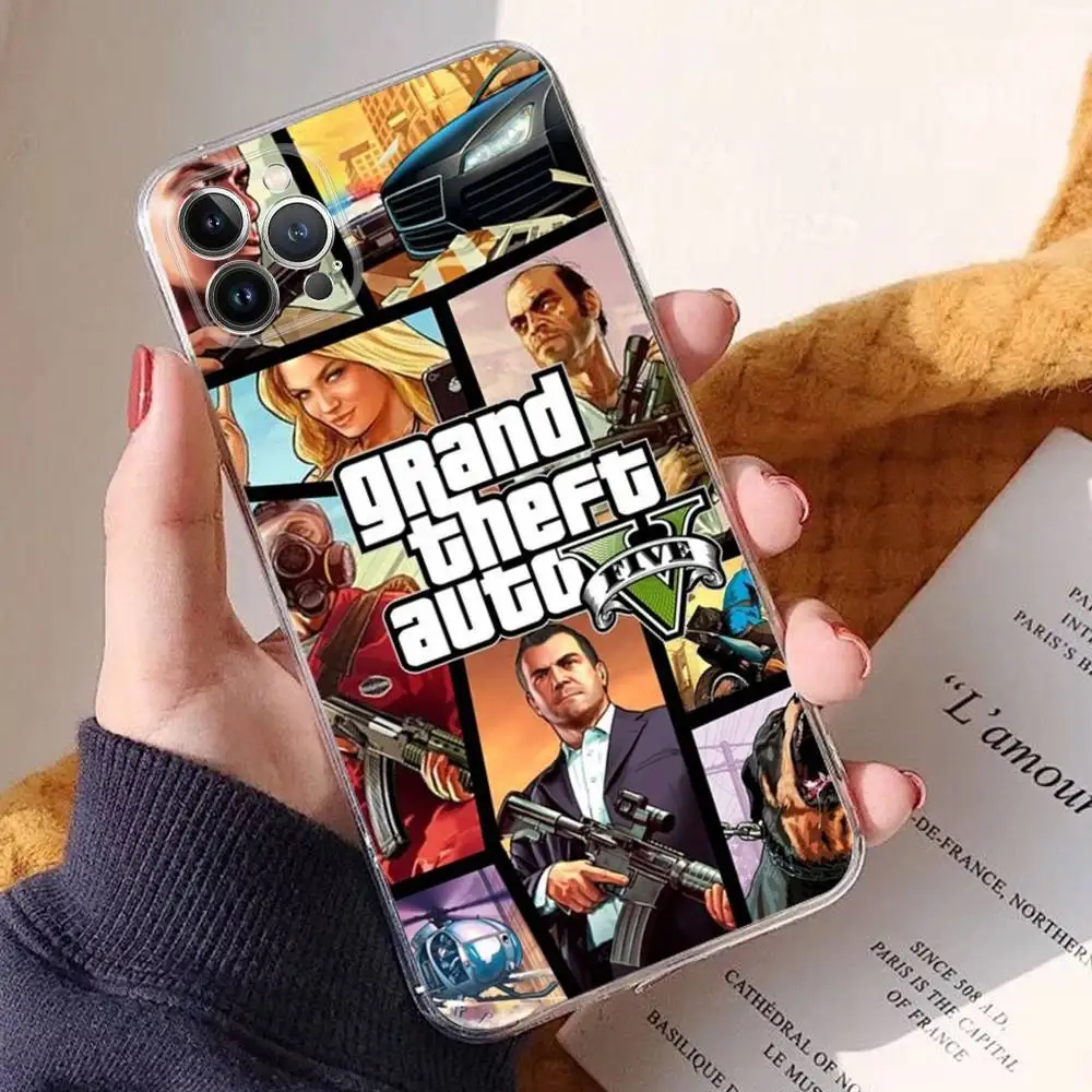 GTA 6 G-Grand Theft A-Auto جراب هاتف سيليكون لينة آيفون 17 16 15 14 13 12 11 برو ماكس بلس X غطاء
