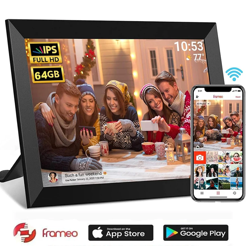 Frameo Digital Picture Frame 10.1 Inch 32GB/64GB Smart WiFi digital photo frame with 1280x800 IPS HD Touch Screen Wall Mountable