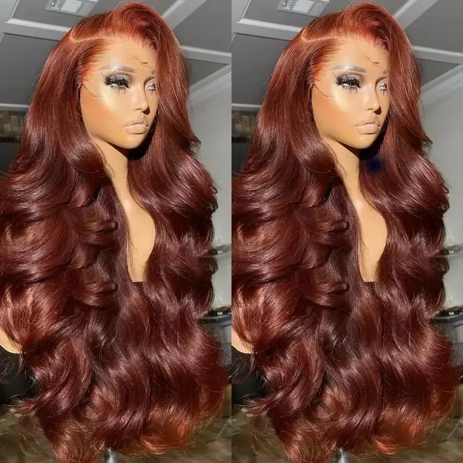 30 32 Inch Brazilian Reddish Brown 13x4 13x6 HD Lace Front Wigs Human Hair Body Wave 250% Colored Lace Frontal Wig For Women