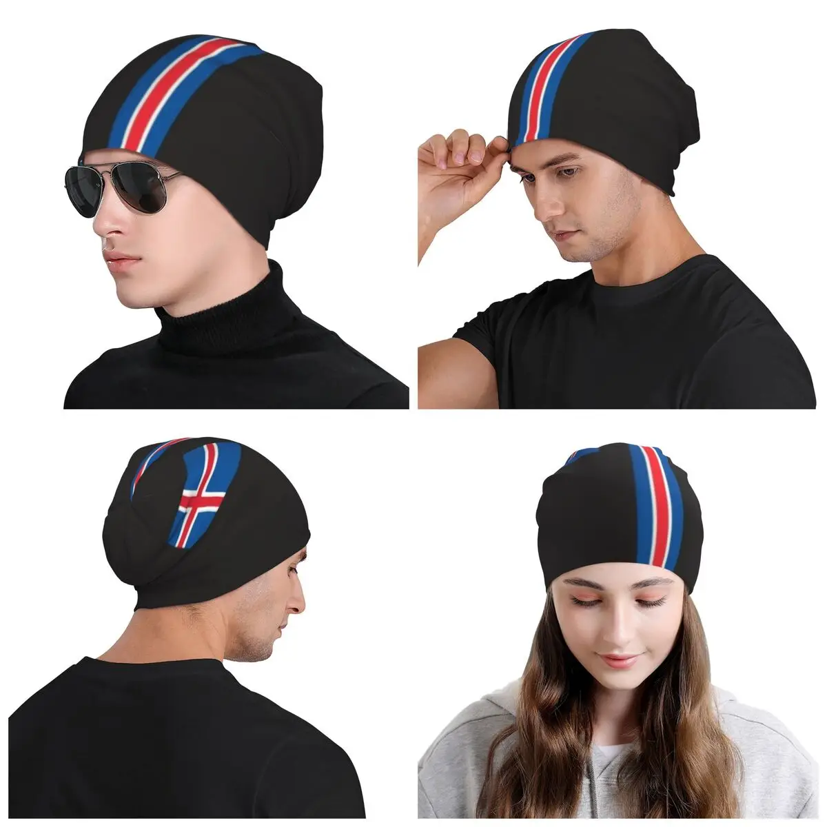 Iceland Flag Beanie Cap Unisex Winter Warm Bonnet Homme Knitted Hats Fashion Outdoor Ski Patriotic Skullies Beanies Hats For