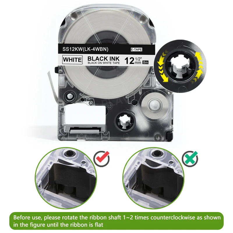 Plavetink 1PC 12mm SS12KW LC-4WBN kompatybilny do taśmy etykiet Epson standardowy czarny na białym do drukarka etykiet LW-300 LW-400
