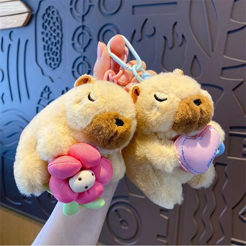 Cartoon Plush Cute Pet Capybara Keychain Pendant Cute Doll Plush Toy Bag Charm Decoration