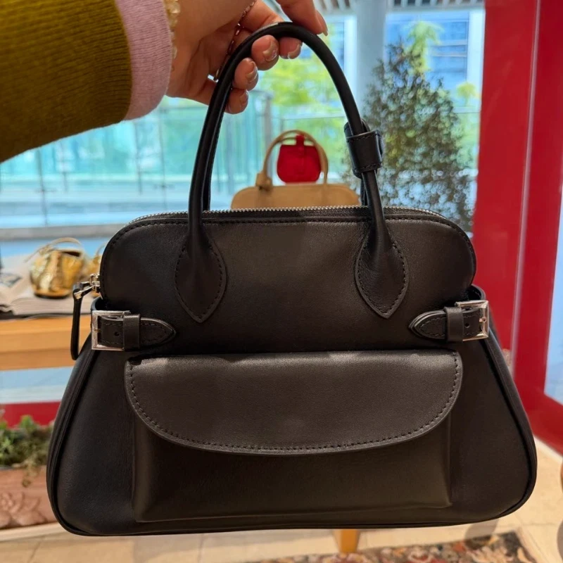 

Брендовая кожаная сумка для женщин, высококачественная сумка через плечо с передним карманом и застежкой, однотонная, повседневная сумка-тоут для поездок на работу.